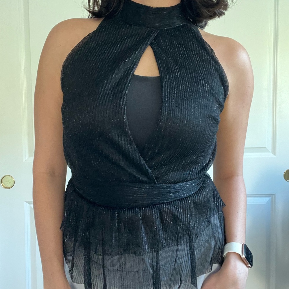 Venus | Black Sparkly Halter Top